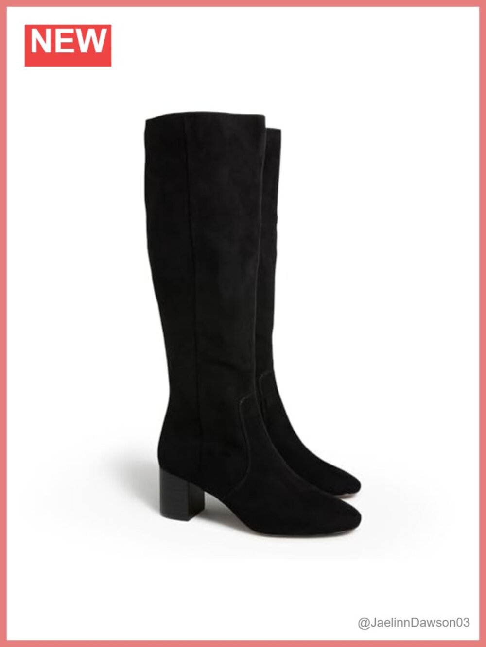 Women's Faux Suede Knee High Boots with Chunky Heel and Side Zip